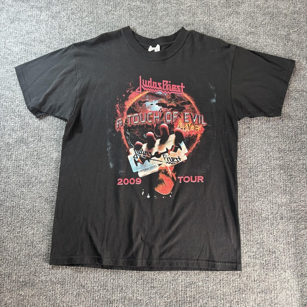 Judas Priest A Touch Of Evil‎ Tour Shirt Mens Large Black Anvil Metal Tee
